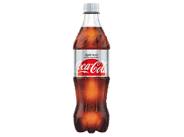 Eine Flasche Coca Cola auf schwarzem Hintergrund.