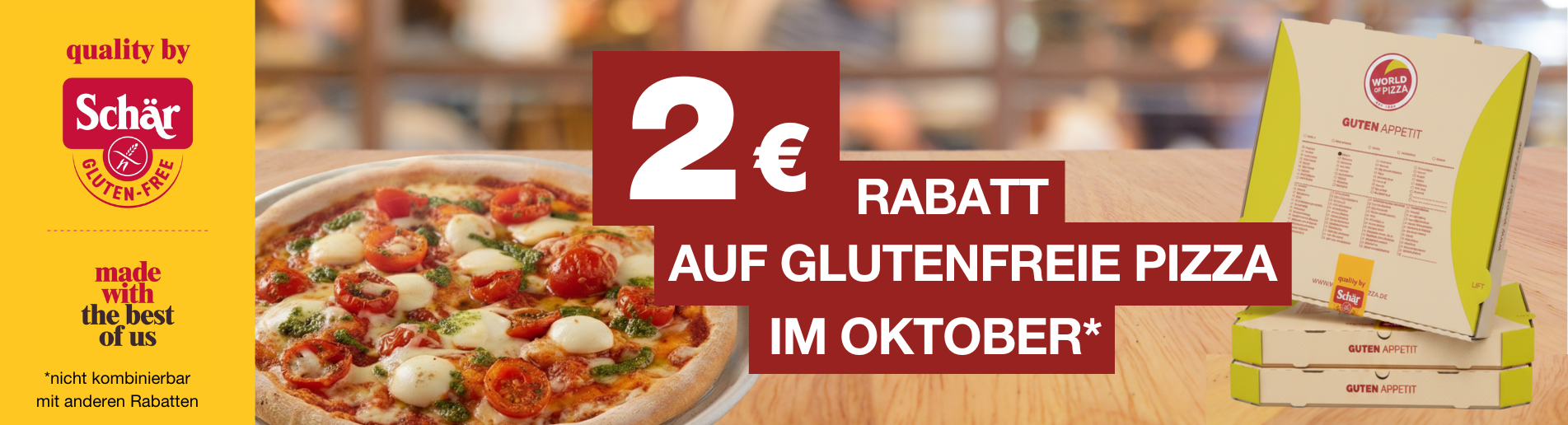 Aktionsbanner 2€ Rabatt auf glutenfreie Pizzen im Oktober