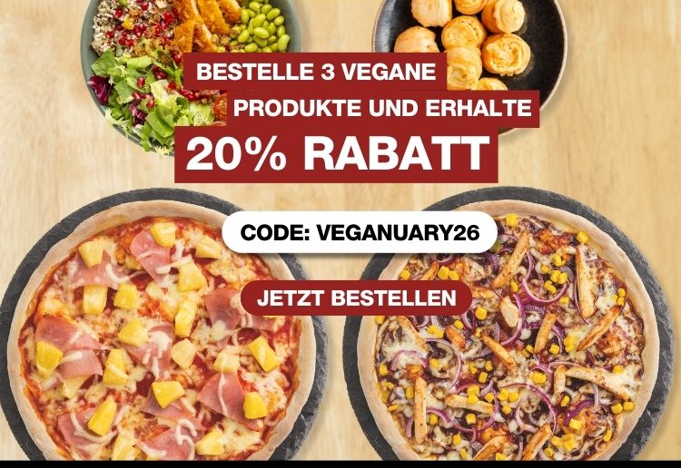 veganuary Banner - Angebot Bestelle 3 vegane Produkte erhalte 20%