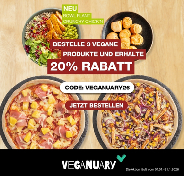 veganuary Banner - Angebot Bestelle 3 vegane Produkte erhalte 20%